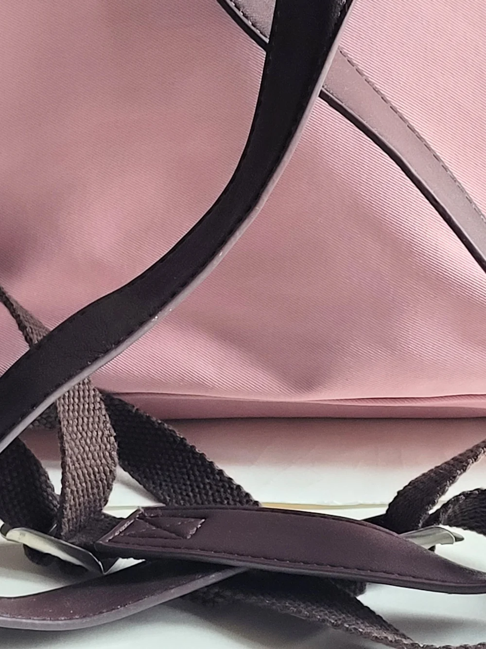Anello Pink Canvas Backpack with Dark Brown Trim